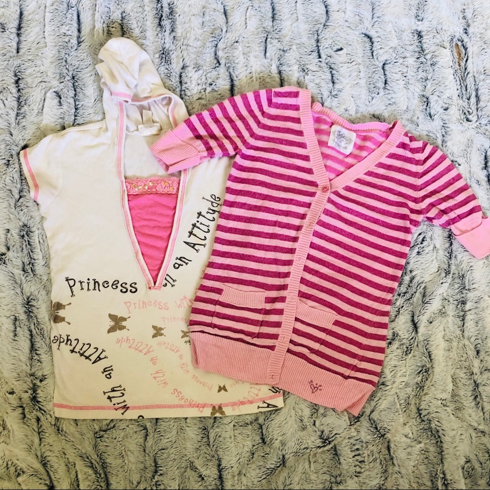 Justice/ Limited Too Pink Cardigan/ T Shirt 14